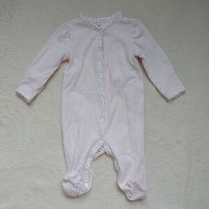 Ralph Lauren Infant Baby Girls Layette Footie 3M Pink Floral Trims Snaps Cotton
